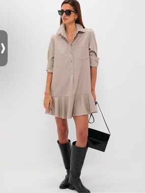 Tuckernuck Long Sleeve Polo Dress in Light Beige
